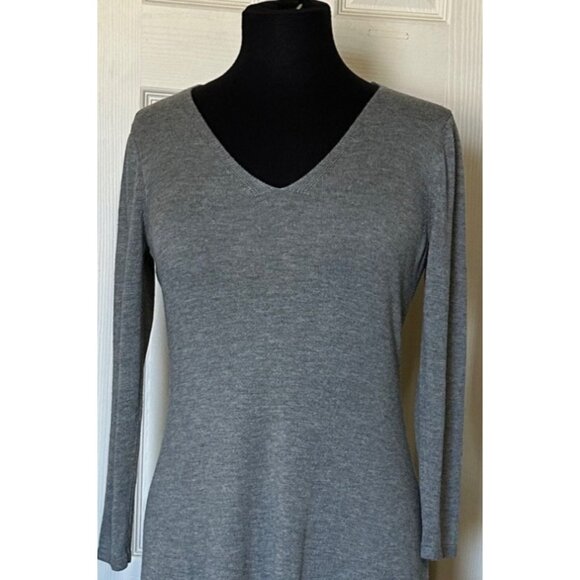 Worthington Gray V-neck A-Line Knit Dress Polyester Viscose Blend Women's Size S - Picture 13 of 15